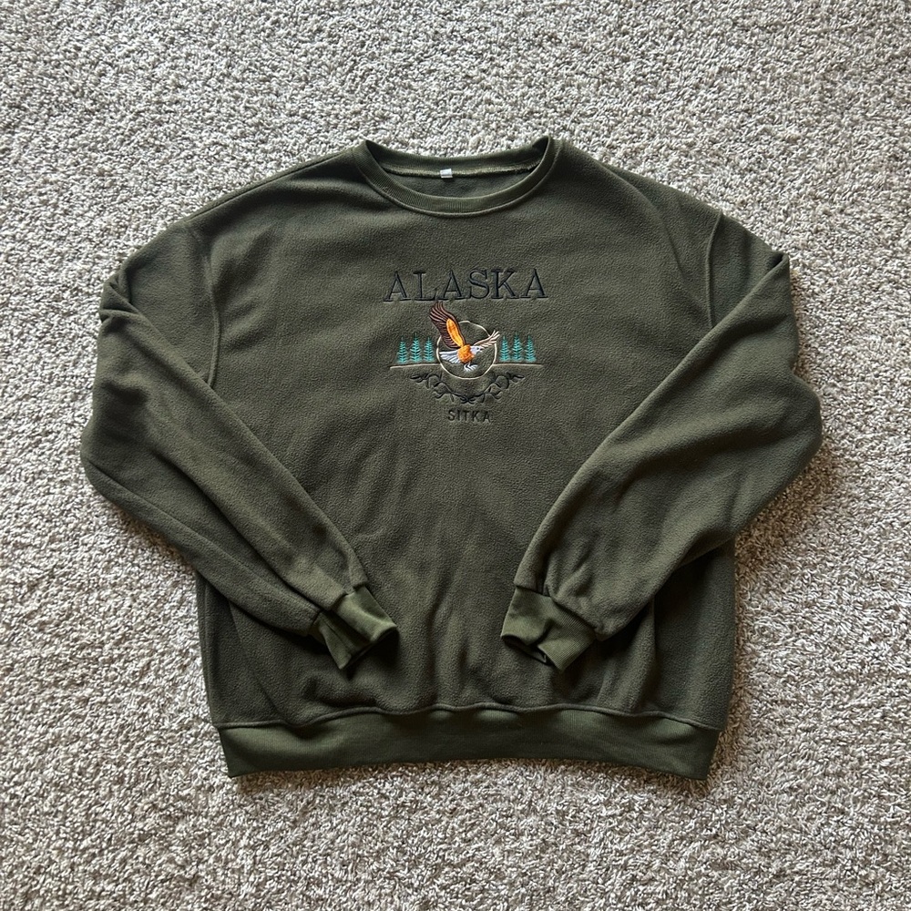 Alaska fleece sweatshirt Mens XL Green Graphic